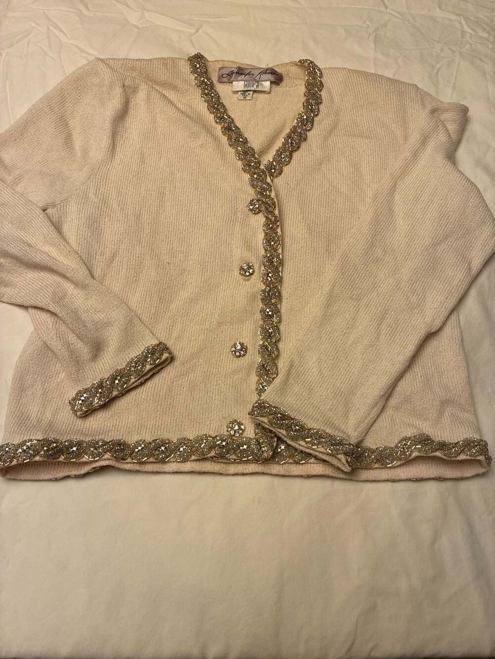 VTG Gump's Jennifer Roberts Beaded Evening Cardigan Sweater Size 14